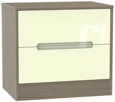 Monaco 2 Drawer Midi Chest - Cream, Toronto Walnut