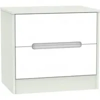 Monaco 2 Drawer Midi Chest - White, Cashmere