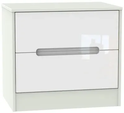 Monaco 2 Drawer Midi Chest - White Gloss, Cashmere