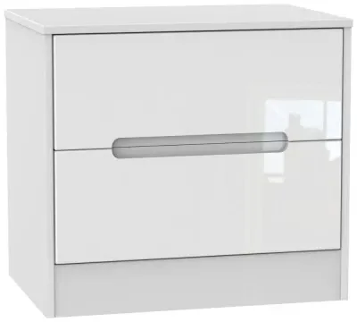 Monaco 2 Drawer Midi Chest - White Gloss