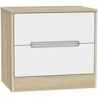 Monaco 2 Drawer Midi Chest - White, Oak Effect