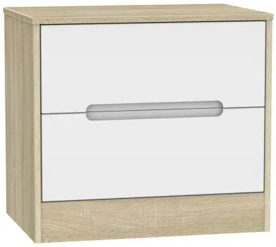 Monaco 2 Drawer Midi Chest - White, Oak Effect