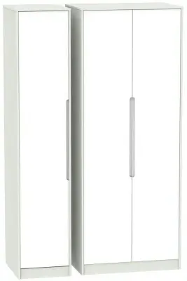 Monaco 3 Door Tall Triple Wardrobe - White, Cashmere image