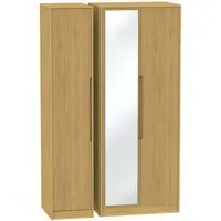 Monaco 3 Door Tall Triple Wardrobe with Mirror - Oak