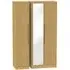 Monaco 3 Door Tall Triple Wardrobe with Mirror - Oak