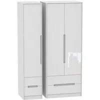 Monaco 3 Door Tall Wardrobe with 4 Drawers - White