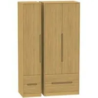 Monaco 3 Door Tall Wardrobe with Drawers - Oak