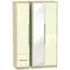 Monaco 3-Door Tall Wardrobe with Mirror and Drawers - Cream, Oak