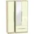 Monaco 3-Door Tall Wardrobe with Mirror and Drawers - Cream, Oak