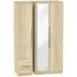 Monaco 3-Door Tall Wardrobe with Mirror and Drawers - Oak