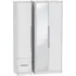 Monaco 3 Door Tall Wardrobe with Mirror and Drawers - White