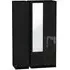 Monaco 3-Door Tall Wardrobe with Mirror - Black