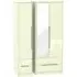 Monaco 3-Door Tall Wardrobe with Mirror - Cream