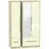 Monaco 3-Door Tall Wardrobe with Mirror - Cream, Oak