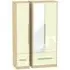 Monaco 3-Door Tall Wardrobe with Mirror - Cream, Oak
