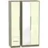 Monaco 3-Door Tall Wardrobe with Mirror - Cream, Walnut