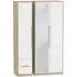 Monaco 3 Door Tall Wardrobe with Mirror - White, Oak
