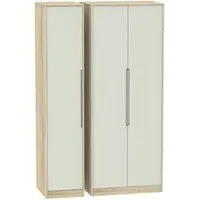 Monaco 3-Door Triple Wardrobe - Cashmere, Oak Effect