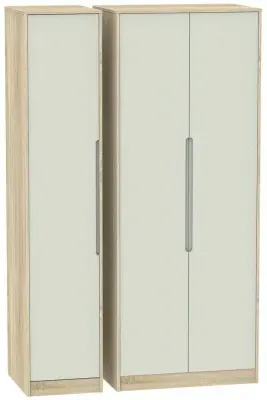 Monaco 3-Door Triple Wardrobe - Cashmere, Oak Effect image