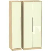 Monaco 3-Door Triple Wardrobe - Cream, Oak
