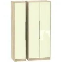 Monaco 3-Door Triple Wardrobe - Cream, Oak Effect