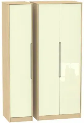 Monaco 3-Door Triple Wardrobe - Cream, Oak