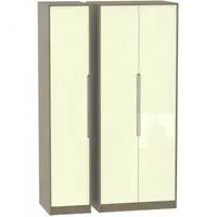 Monaco 3-Door Triple Wardrobe - Cream, Walnut