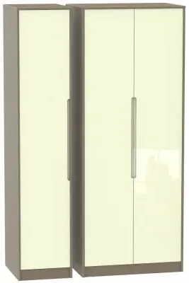 Monaco 3-Door Triple Wardrobe - Cream, Walnut