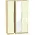 Monaco 3-Door Triple Wardrobe with Mirror - Cream, Oak