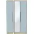 Monaco 3-Door Triple Wardrobe with Mirror - Denim, Oak