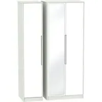Monaco 3-Door Triple Wardrobe with Mirror - White, Kaschmir