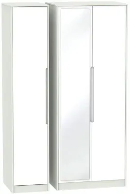 Monaco 3-Door Triple Wardrobe with Mirror - White, Kaschmir image