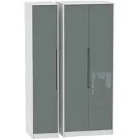 Monaco 3-Door Wardrobe - Grey, White