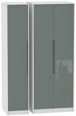 Monaco 3-Door Wardrobe - Grey, White