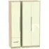 Monaco 3-Door Wardrobe with 2 Drawers - Cream, Oak