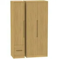Monaco 3-Door Wardrobe with 2 Drawers - Oak