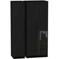 Monaco 3 Door Wardrobe with 4 Drawers - Black