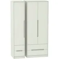Monaco 3 Door Wardrobe with 4 Drawers - Cashmere
