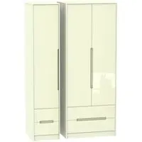 Monaco 3 Door Wardrobe with 4 Drawers - Cream