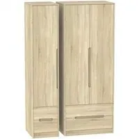 Monaco 3 Door Wardrobe with 4 Drawers - Oak Effect