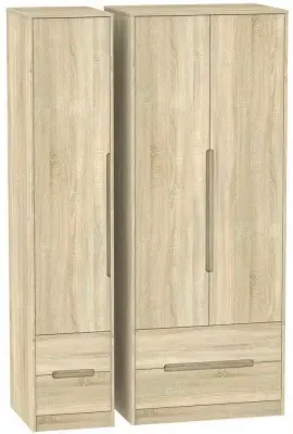 Monaco 3 Door Wardrobe with 4 Drawers - Oak Effect