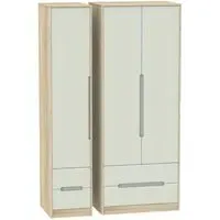 Monaco 3 Door Wardrobe with Drawers - Cashmere, Oak Effect