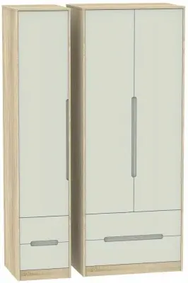 Monaco 3 Door Wardrobe with Drawers - Cashmere, Oak Effect image