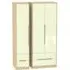 Monaco 3 Door Wardrobe with Drawers - Cream, Light Oak