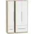 Monaco 3 Door Wardrobe with Drawers - White, Oak