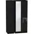 Monaco 3-Door Wardrobe with Mirror - Black