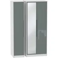 Monaco 3-Door Wardrobe with Mirror - Grey