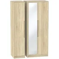 Monaco 3-Door Wardrobe with Mirror - Oak Effect