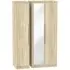 Monaco 3-Door Wardrobe with Mirror - Oak Effect
