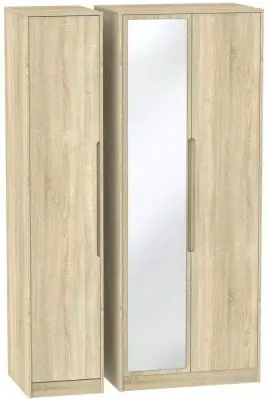 Monaco 3-Door Wardrobe with Mirror - Oak Effect